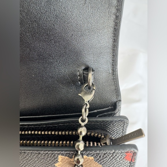 Coach Slim Envelope Wallet On Chain In Floral Print Leather Gunmetal Hardware - Picture 14 of 14